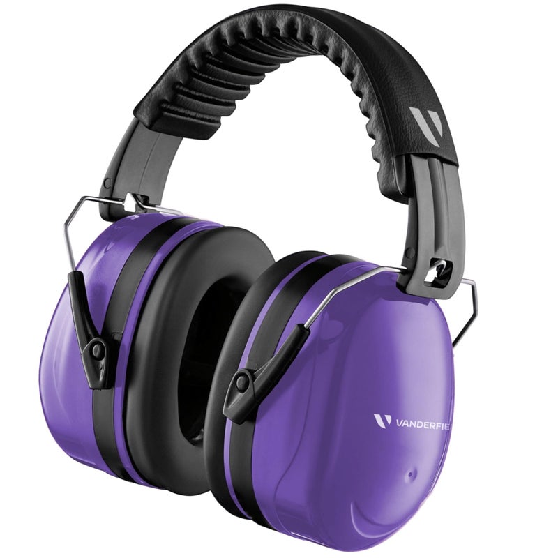 Vanderfields Premium Hearing Protection Ear Muffs - Broad Spectrum Sound Reduction 36.1dB at 2K Hz Noise Cancelling - Headset Safety Noise Cancellation - Headphones Adults and Teens - Purple Power - Image 1
